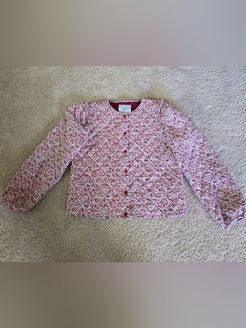 ICHI size 38 Medium Womens Floral Quilted Cropped Cotton Jacket